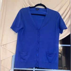 Talbots Size Medium Blue Short Sleeve Cardigan Sweater